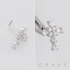  MULTI CZ CROSS 316L SURGICAL STEEL L-SHAPE NOSE RING